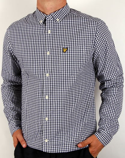 Lyle And Scott – Kariertes Hemd in Marineblau mit Gingham-Muster