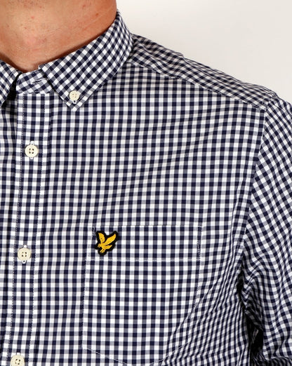 Lyle And Scott – Kariertes Hemd in Marineblau mit Gingham-Muster