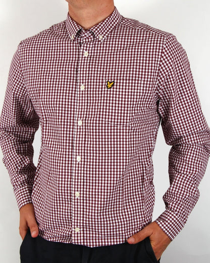 Lyle And Scott – Kariertes Hemd in Weinrot
