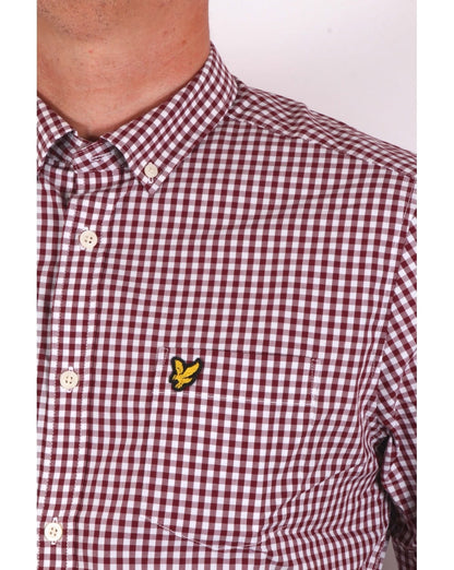 Lyle And Scott – Kariertes Hemd in Weinrot