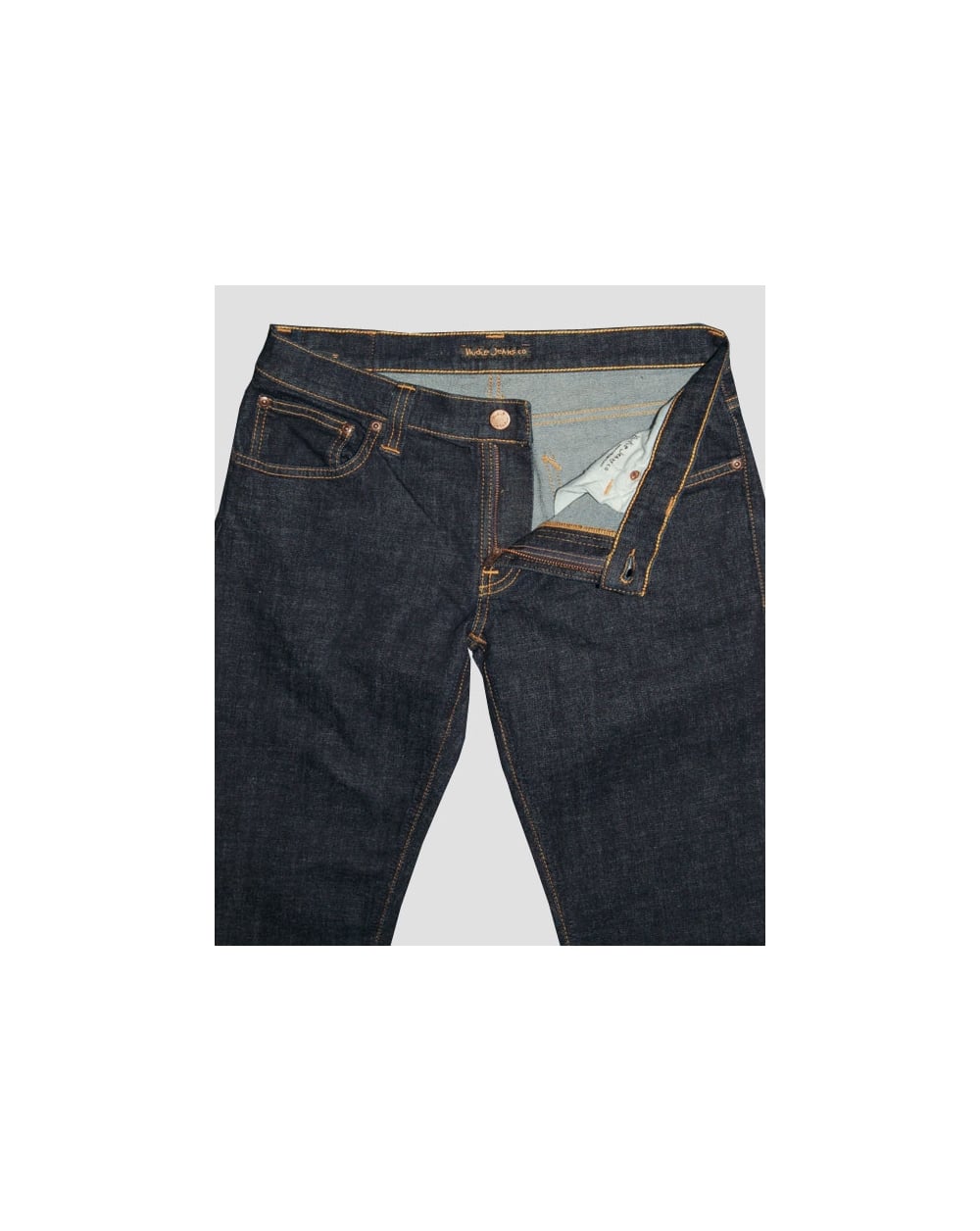 Nudie Jeans – Enge Long John-Hose aus Bio-Twill in verwaschenem Marineblau