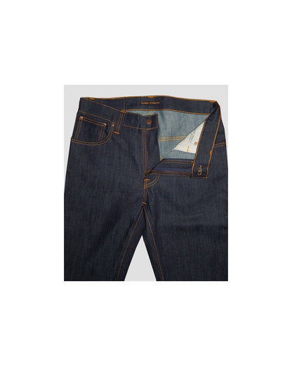 Nudie Jeans Thin Finn Organic Dry Ecru Emb Navy