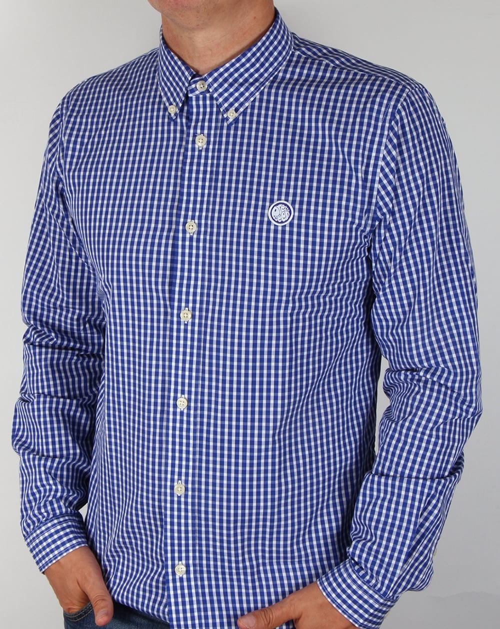 Pretty Green – Ebsworth – Kariertes Hemd in Marineblau