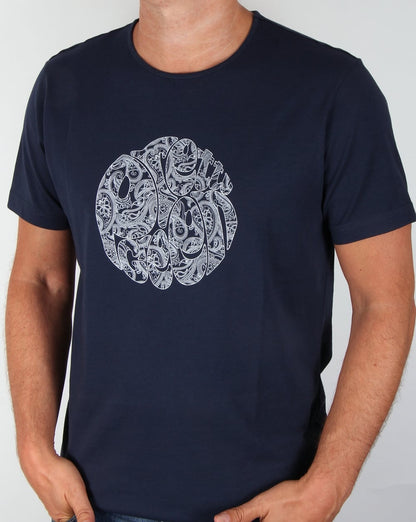 Pretty Green – T-Shirt mit linearem Logo in Marineblau