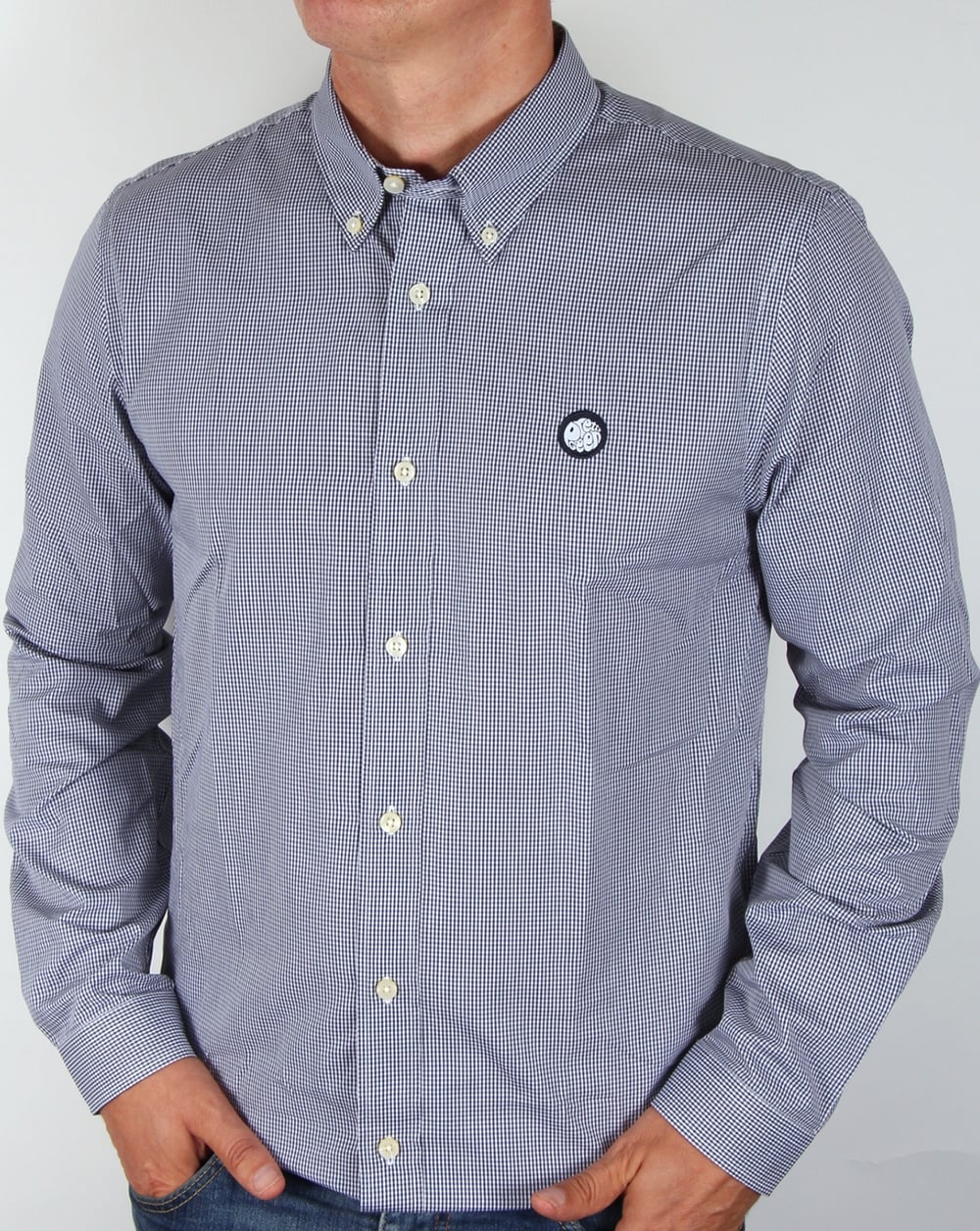 Pretty Green – Kariertes Hemd in Marineblau