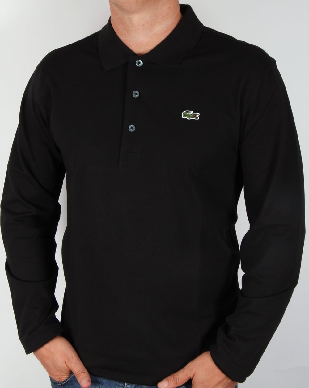 Lacoste Langarm-Polo Schwarz