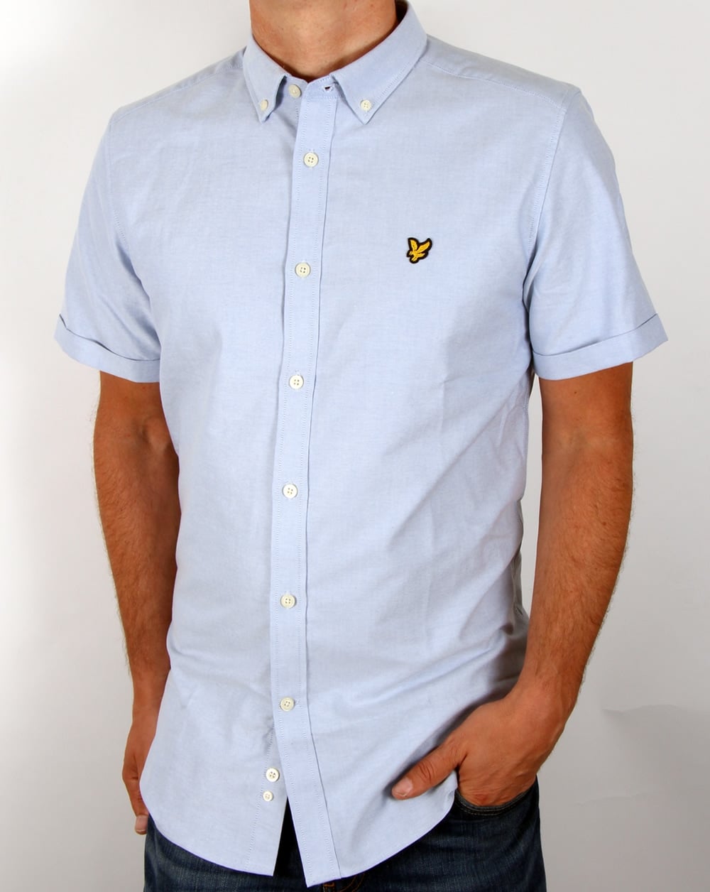 Lyle And Scott Oxford Short Sleeve Shirt Sky Blue
