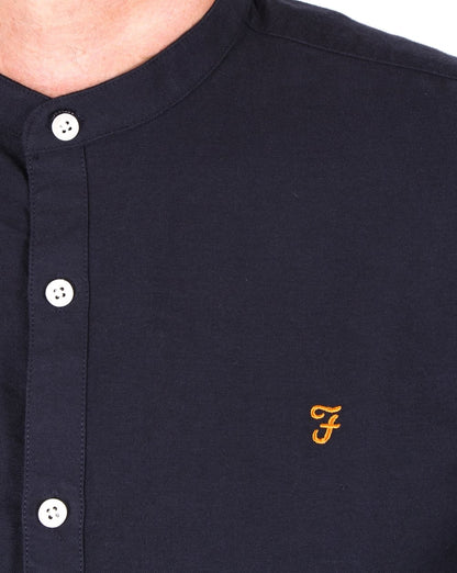 Farah – Klassisches Hemd mit Grandad-Kragen, Marineblau