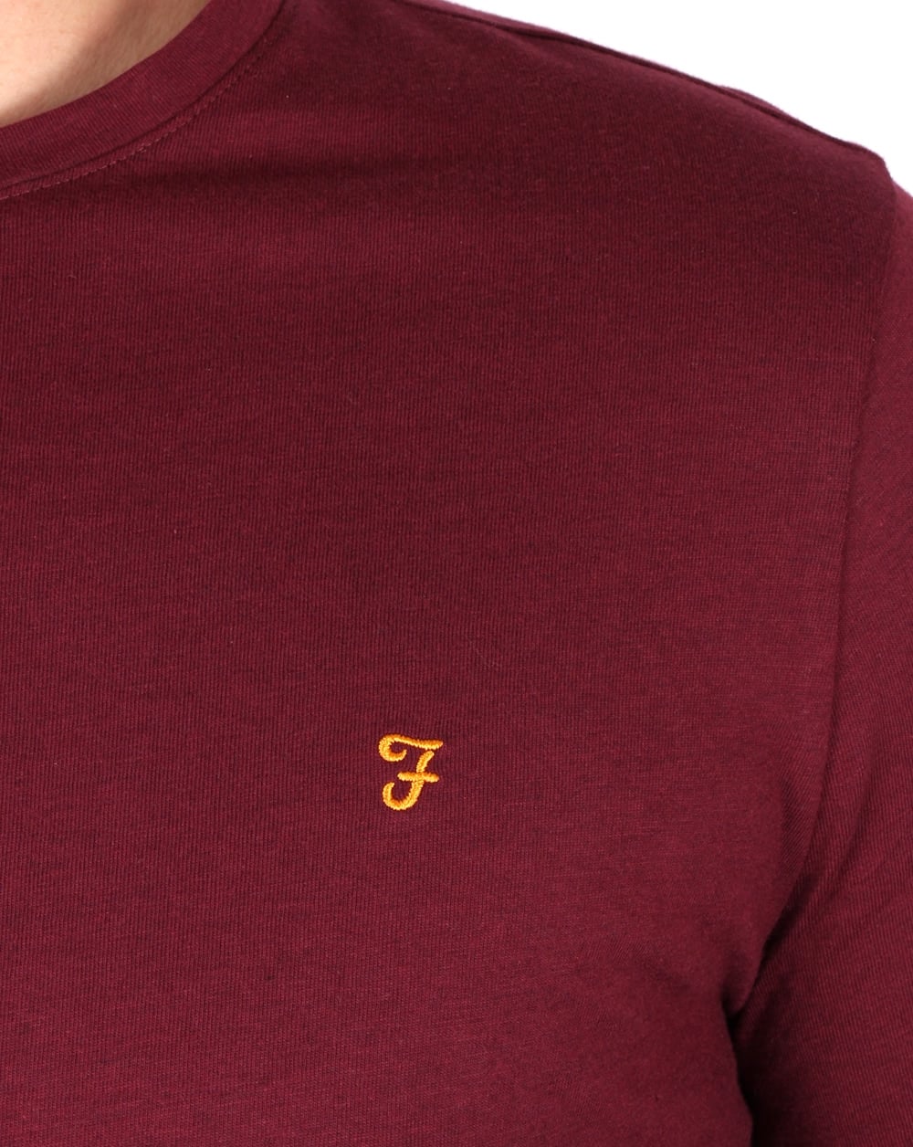 Farah – Langärmliges Denny-Logo-T-Shirt in Burgunderrot