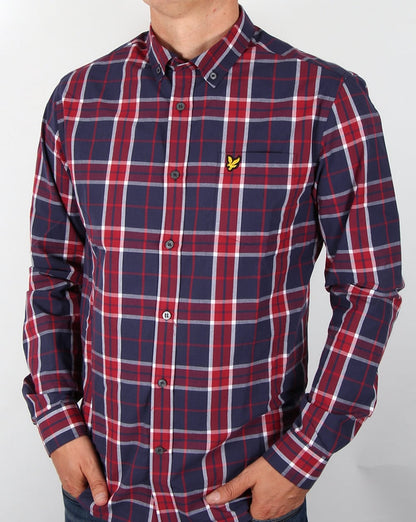Lyle And Scott Kariertes Hemd Rubinrot