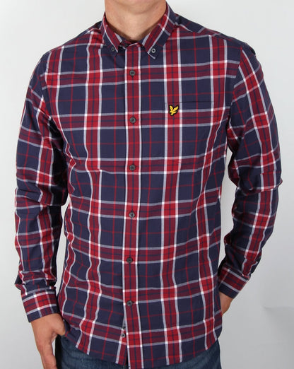 Lyle And Scott Kariertes Hemd Rubinrot