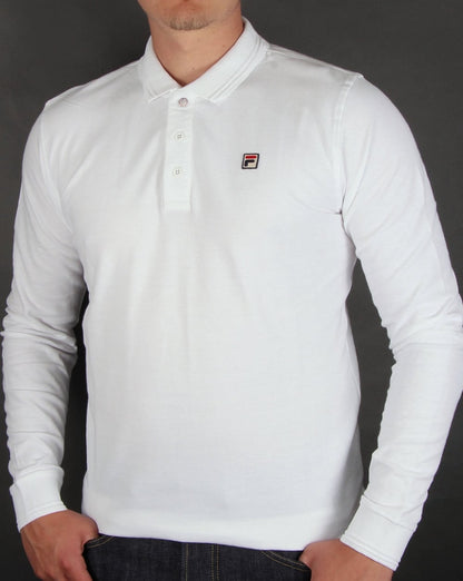 Fila Vintage Padola Langarm-Poloshirt Weiß