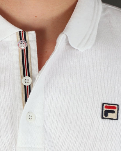 Fila Vintage Padola Langarm-Poloshirt Weiß