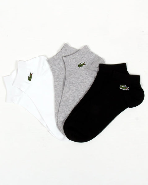 Lacoste Low Cut Socks 3 Pack White/grey/black