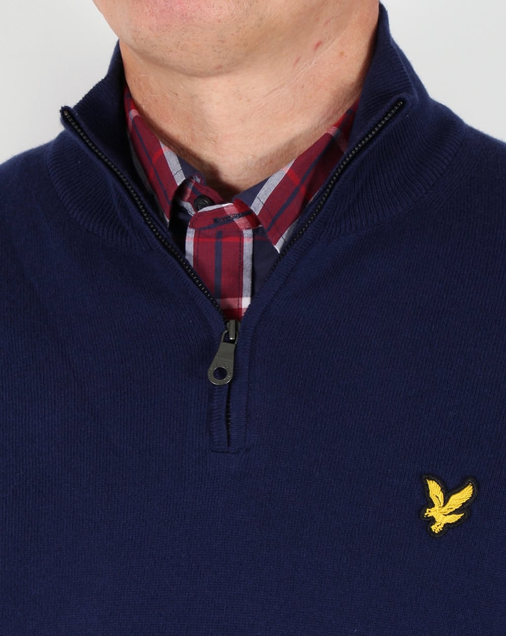 Lyle And Scott – Pullover aus Baumwoll-Merinowolle mit Viertelreißverschluss in Marineblau