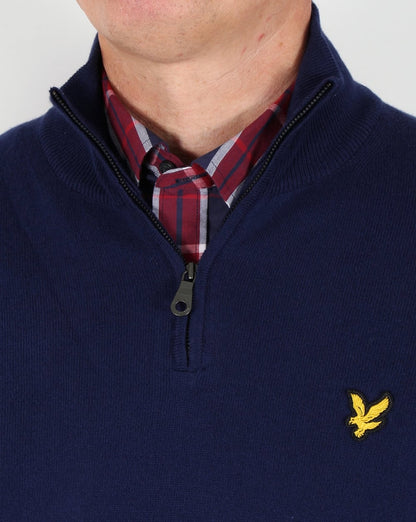 Lyle And Scott – Pullover aus Baumwoll-Merinowolle mit Viertelreißverschluss in Marineblau