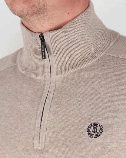 Henri Lloyd Strickpullover mit halbem Reißverschluss, Driftwood Meliert