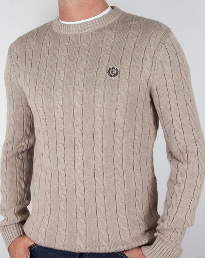 Henri Lloyd Kramer – Zopfmusterpullover in Treibholzmeliert