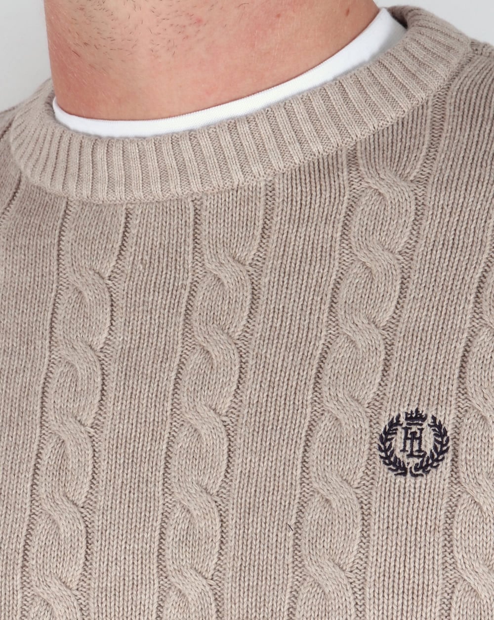 Henri Lloyd Kramer – Zopfmusterpullover in Treibholzmeliert