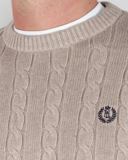 Henri Lloyd Kramer – Zopfmusterpullover in Treibholzmeliert