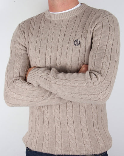 Henri Lloyd Kramer – Zopfmusterpullover in Treibholzmeliert