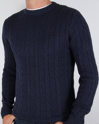 Henri Lloyd Kramer – Zopfmusterpullover, Indigomel