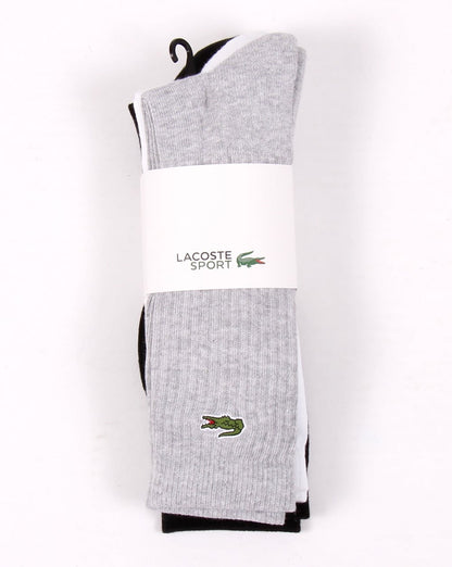 Lacoste Sport Tennissocken 3er-Pack Weiß/Grau/Schwarz