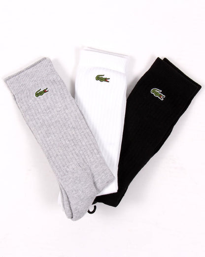 Lacoste Sport Tennissocken 3er-Pack Weiß/Grau/Schwarz