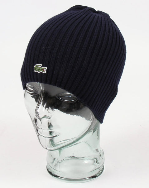 Lacoste Ribbed Wool Beanie Navy