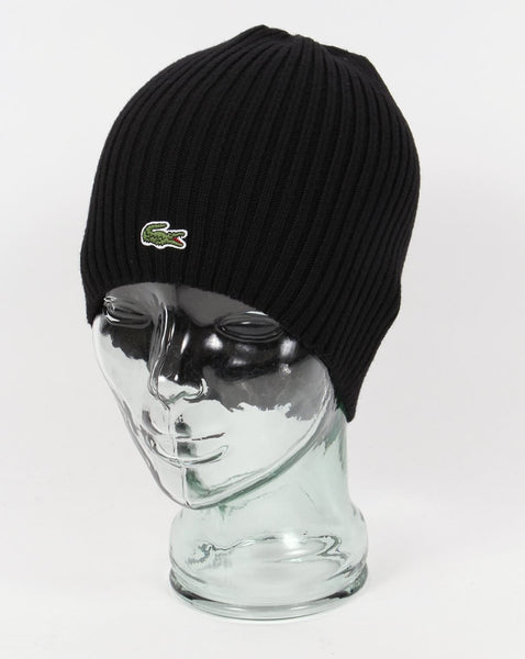 Lacoste Ribbed Wool Beanie Black