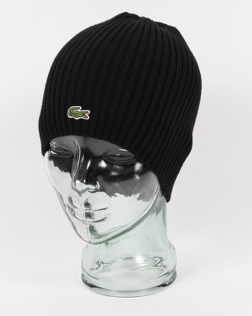 Lacoste Gerippte Wollmütze Schwarz