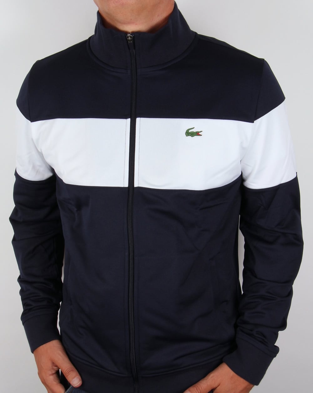 Lacoste Bold Stripe Track Top Navy/White
