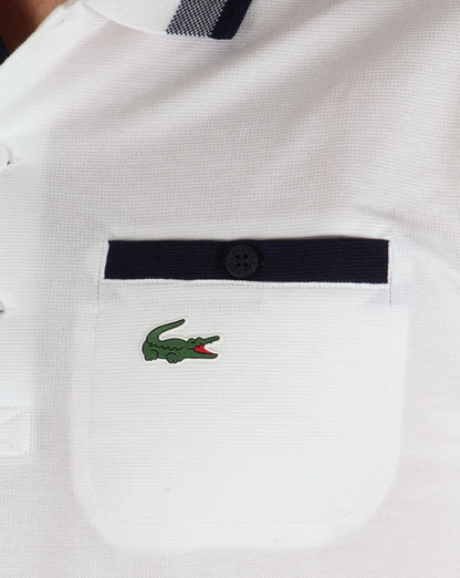 Lacoste Pocket Poloshirt Weiß/Marineblau