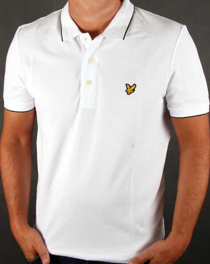 Lyle And Scott – Weißes Poloshirt mit Jacquard-Kragen