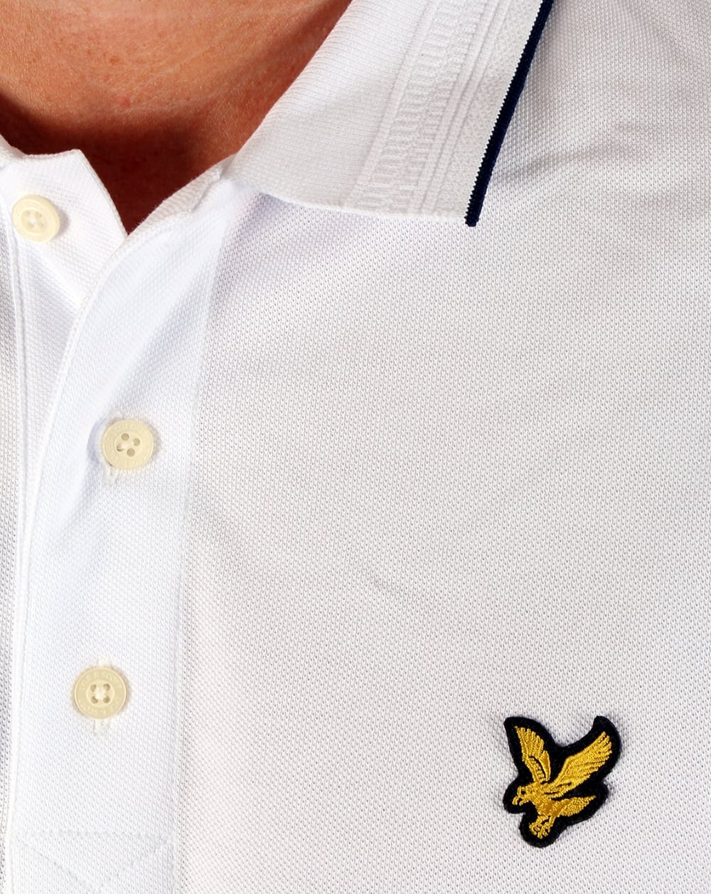 Lyle And Scott – Weißes Poloshirt mit Jacquard-Kragen