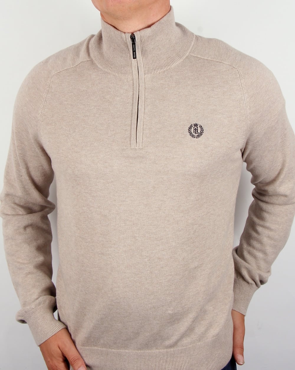 Henri Lloyd Strickpullover mit halbem Reißverschluss, Driftwood Meliert