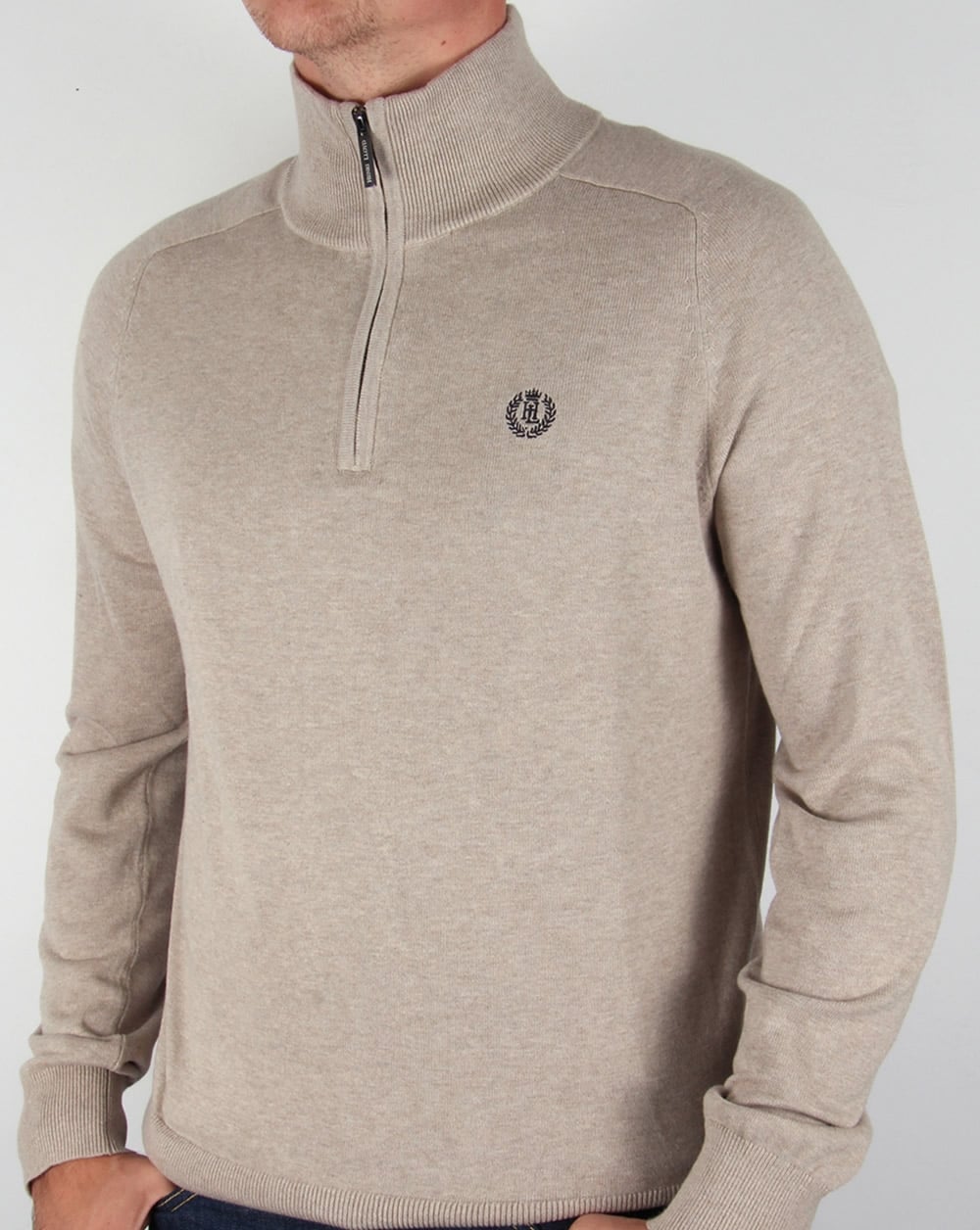 Henri Lloyd Strickpullover mit halbem Reißverschluss, Driftwood Meliert