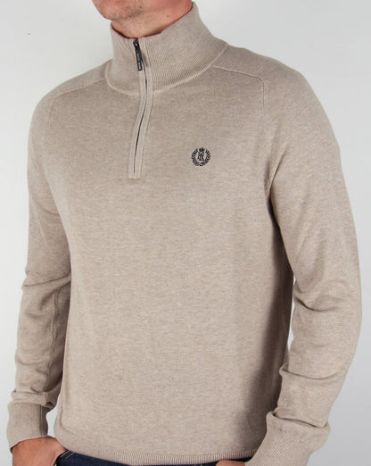 Henri Lloyd Strickpullover mit halbem Reißverschluss, Driftwood Meliert