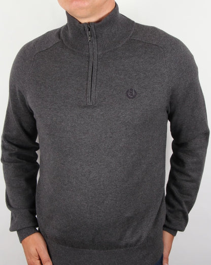 Henri Lloyd – Strickpullover mit halbem Reißverschluss, Graphitmeliert