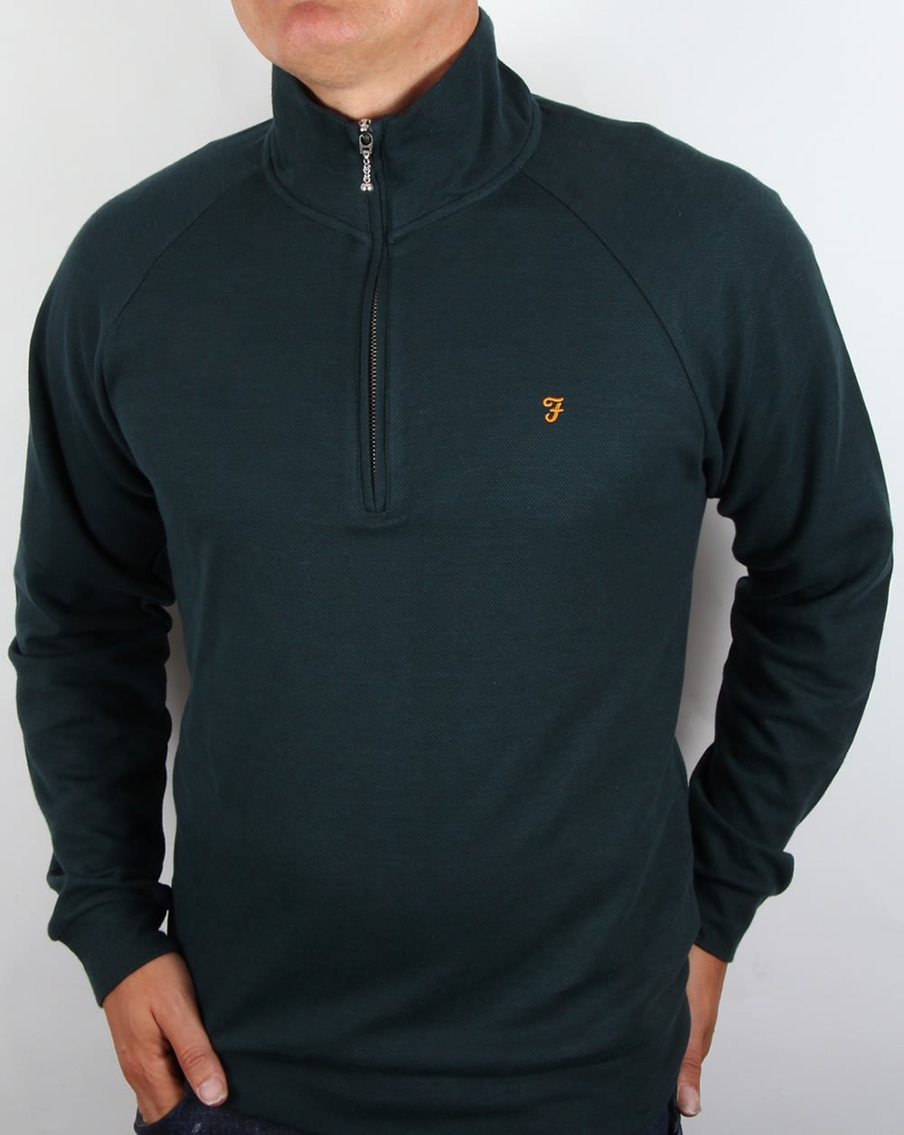 Farah QTR Zip-Pullover Dunkelgrün