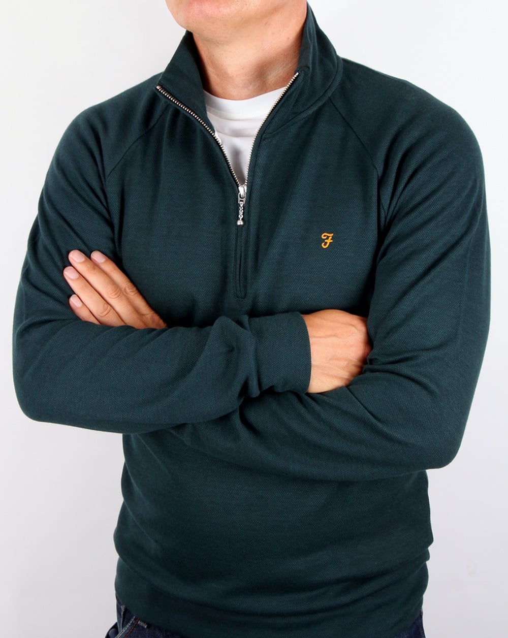 Farah QTR Zip-Pullover Dunkelgrün