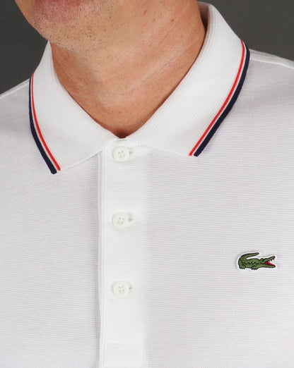 Lacoste Poloshirt mit Streifen Weiß/Rot