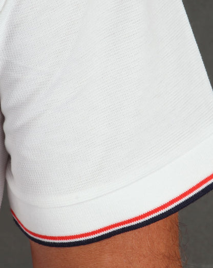 Lacoste Poloshirt mit Streifen Weiß/Rot