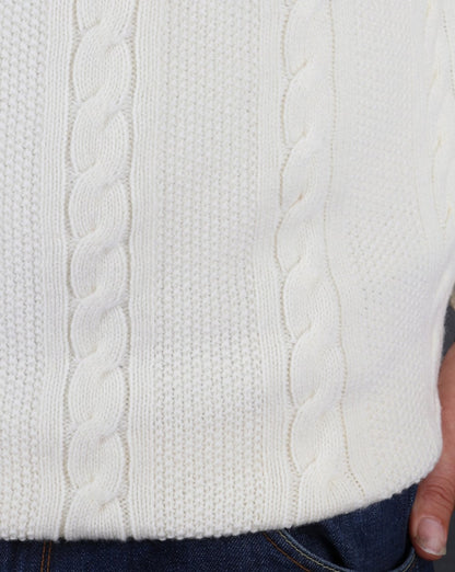 Lyle And Scott – Zopfmusterpullover aus Lammwolle in Elfenbein