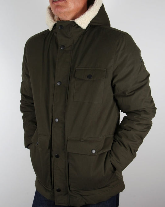 Lyle and Scott Lyle And Scott – Parka mit Shearling-Futter in dunklem Salbeigrün