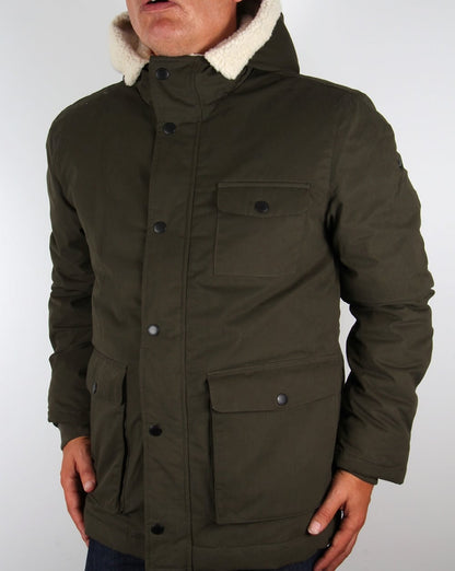 Lyle And Scott – Parka mit Shearling-Futter in dunklem Salbeigrün