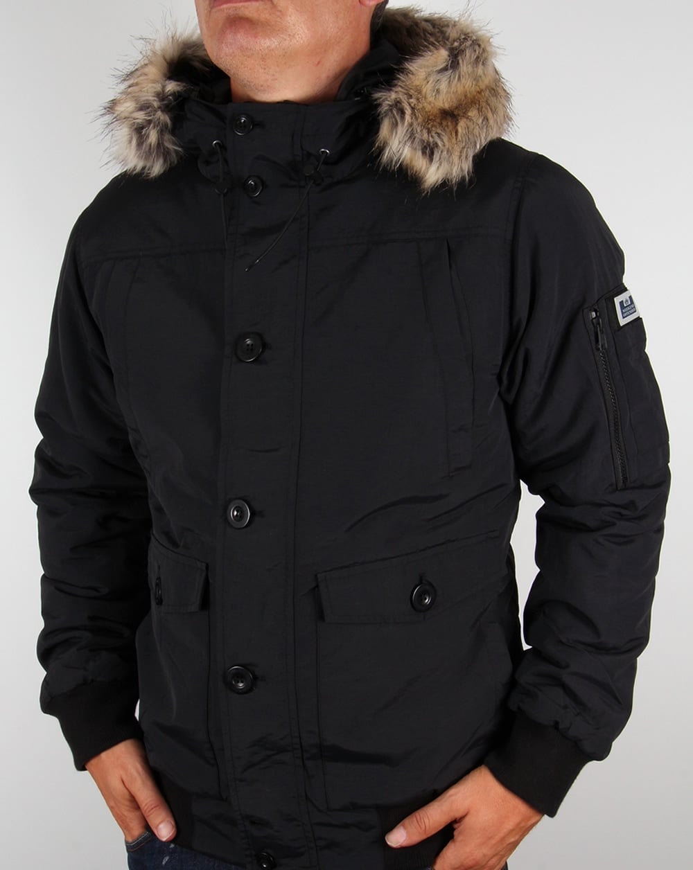 Weekend Offender Pelz-Bomberjacke Schwarz