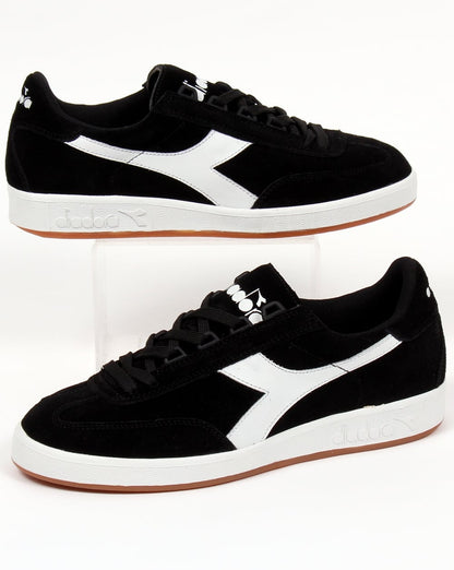 Diadora B Original Wildleder-Sneaker Schwarz/Weiß-Gummi