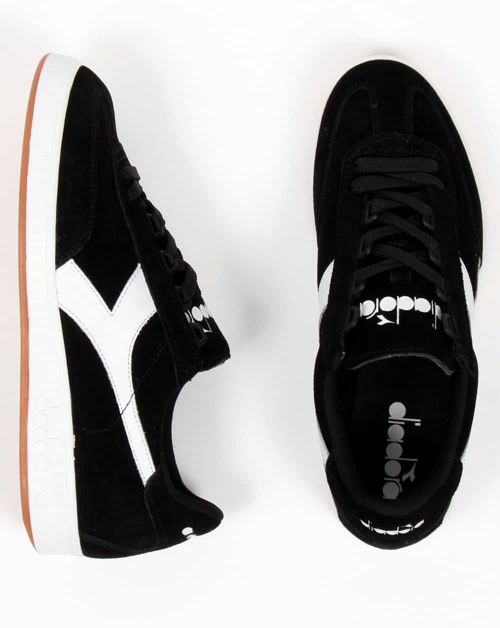 Diadora B Original Wildleder-Sneaker Schwarz/Weiß-Gummi