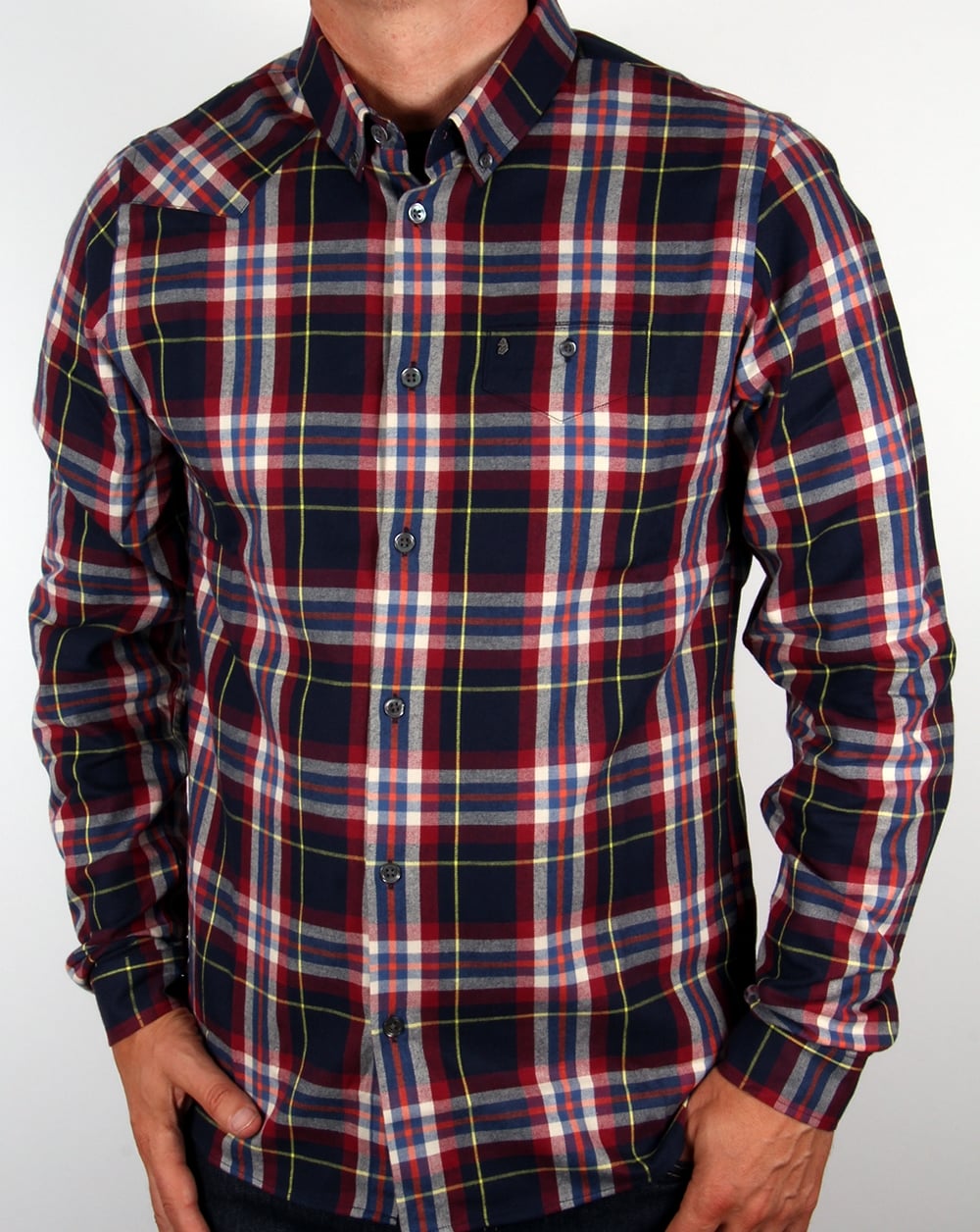 Luke Flanellhemd mit Karomuster, Marineblau